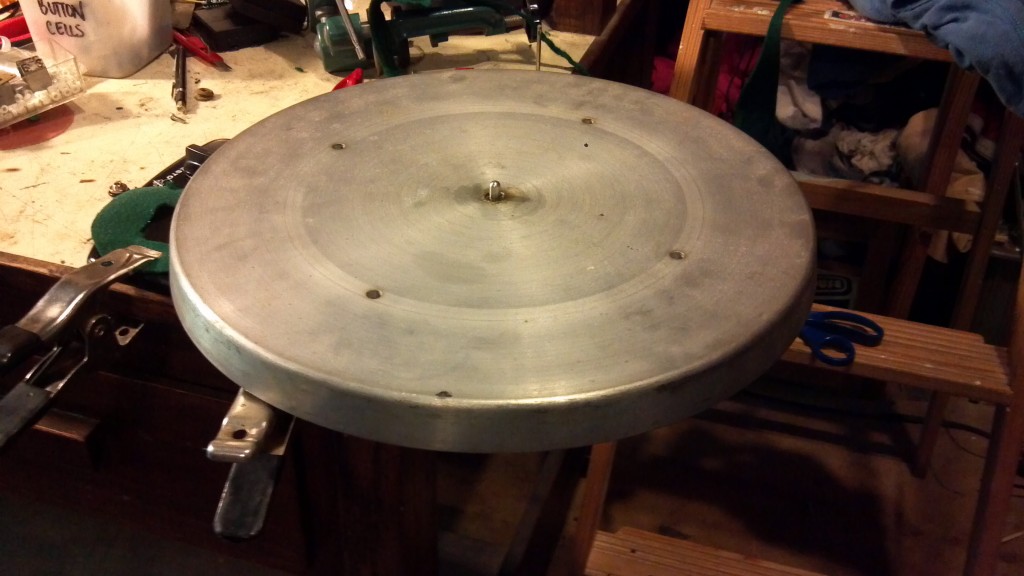 The 16" platter, stripped, cleaned and ready for re-felting